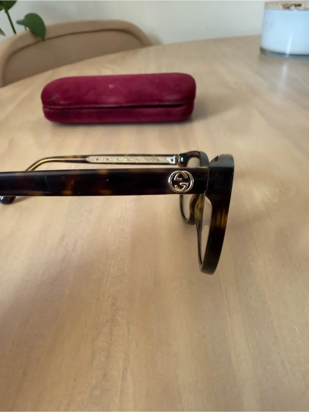 Gucci Women's Tortoise Optical Glasses with Burgundy Velvet Case